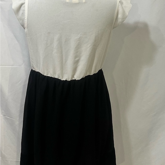 Chic Black and White Mini Dress with Button Accents - Picture 3 of 3